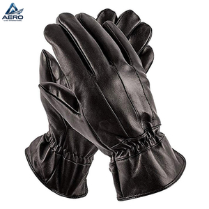 Gants de conducteur en cuir de vachette noir souple de haute qualité, durables et respirants, à poignets élastiqués, pour usages multiples (OEM/ODM) - Product Image 1