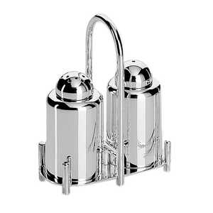 Ensemble de salières et poivrières décoratives en verre avec support métallique et motif d'oiseau sur le dessus - Product Image 3