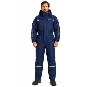 <b>Boys</b> Navy Blue Hooded Snowsuit Full Length Waterproof Winter Wear Casual Style Solid Color Zipper Closure - Product Image 4