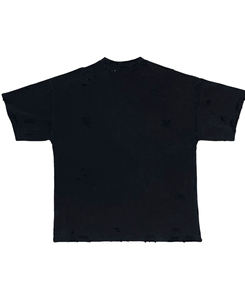 Camiseta Negra de Corte Regular para Hombre, Manga Raglán, Cuello Redondo, 100% Algodón Jersey, Lavado Desgastado, Ecológica, Vintage, Color Sólido - Product Image 2
