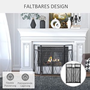 "Home Heavy Duty Metal 3 Panel <b>Folding</b> Fireplace <b>Screen</b> 47.25" W X 31" H Double Doors Spark Guard" - Product Image 5
