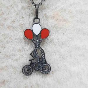 Collar Love Ride para Mujer, Estilo Vintage, Chapado en Rodio Negro, Plata de Ley 925, con Diamante Natural Tallado en Corte Único, 35x20MM, para Boda - Product Image 6