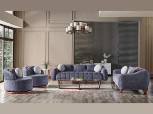 Juego de Sofás de Madera de Teca Sólida de Lujo, Sofá Curvo Moderno en Color Crema Bouclé de 3, 2 y 1 Plazas, Mesa de Centro, Muebles de Sala de Estar Estilo Japandi para Villa - Product Image 6