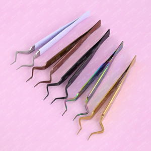 แหนบถอนขนตาปลอมสำหรับต่อขนตาแหนบปลายโค้งสำหรับการหลั่งขนตาแบบสบายใหม่ออกแบบได้ตามต้องการ - Product Image 1