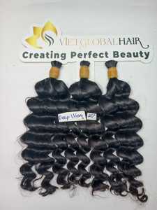 Cabello a granel para trenzar 100% cabello natural Color negro Paquetes de ondas rizadas profundas Extensiones de cabello humano crudo - Product Image 4