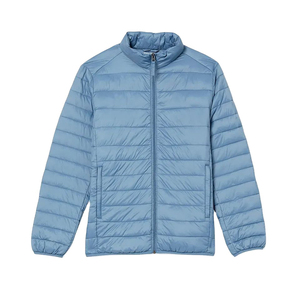 Custom 2025 New Design <b>Puffer</b> Men's <b>Jackets</b> High Quality Polyester Fabric <b>Light</b> Blue Color Slim Fit Bubble <b>Jacket</b> For Winter Use - Product Image 1