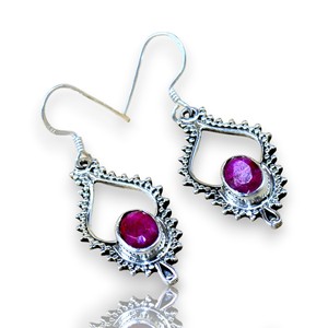 Natural Pure 925 Sterling <b>Silver</b> Oval Cut Ruby Gemstone Wedding Jewelry <b>Drop</b> <b>Earrings</b> Popular Beautiful <b>Earring</b> Fine Quality - Product Image 1