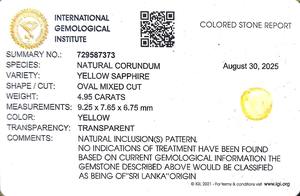 Saphir jaune ovale naturel de 4,95 carats, pierres précieuses en vrac du Sri Lanka pour la fabrication de bijoux et de bagues YSOIN-136 - Product Image 6