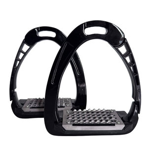 Horse Safety Stirrup Irons 4.75" Quick Release Black Aluminium Design with Auto Safety Opening, Wider <b>Foot</b> <b>Rest</b>, Stable Grip - Product Image 1