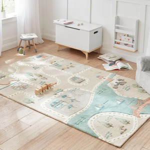 Alfombra Tejida a Mano, Diseño de Mapa de Carreteras y Cuentos de Ciudades, Alfombra Educativa para Niños, para Cuarto de Niños, Sala de Juegos e Interiores Montessori - Product Image 3