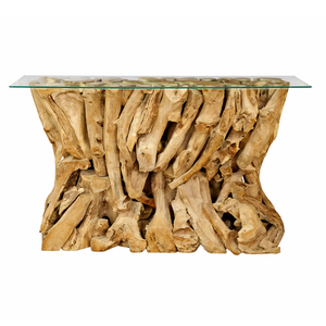Mesa Consola Artesanal Rústica de Madera de Teca Sostenible de Alta Gama para Pasillo, Ideal para Minoristas - Product Image 2