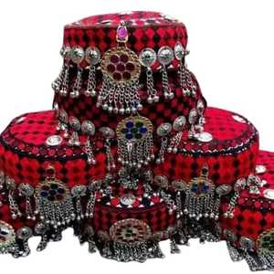 Gorros Afganos Hechos a Mano Personalizados para Mujer, Gorros Tradicionales Tribales de Color Sólido y Transpirables, Sombreros y Gorros Festivos para Damas - Product Image 1