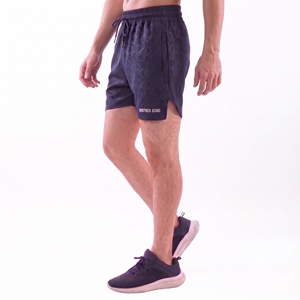 custom <b>mens</b> navy blue running <b>shorts</b> geometric line <b>pattern</b> athletic training gym workout <b>shorts</b> side slit pockets sports pant - Product Image 4