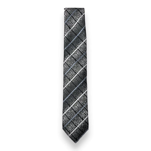 Cravate de luxe à carreaux gris et noir pour homme |   Cravate Classique en Polyester Durable pour Affaires, Mariages et Fêtes – Accessoire Cadeau - Product Image 1