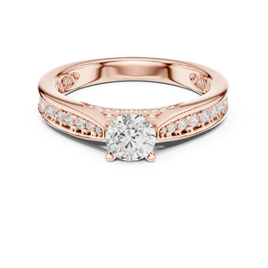 แหวนแต่งงานเพชรทรงกลมที่เพาะเลี้ยงในห้องปฏิบัติการ ทองคำ 14K สีโรสโกลด์สำหรับผู้หญิง |   เพชรเพาะเลี้ยงใหม่ - Product Image 1