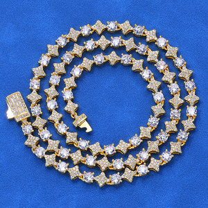 Collier en argent 925 avec diamants de laboratoire Star Link, léger, certifié, bijou de luxe, idéal pour mariage ou cérémonie, chaîne fine. - Product Image 1