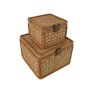 Elegant New Design Rattan Wicker Storage <b>Box</b> <b>with</b> <b>Lid</b> Eco Friendly Organizer Basket for Home <b>Decor</b> OEM Export - Product Image 1
