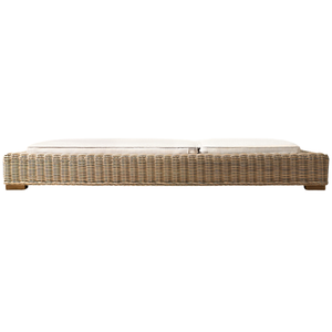 Chaise longue double en teck pour l'extérieur, design tropical, dossier réglable, en rotin tressé, pour patio, bord de piscine, meubles de jardin - Product Image 4