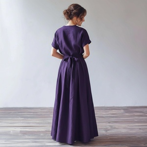 Hot Selling Linen <b>Dress</b> Women Minimalist Midi <b>Dress</b> <b>Loose</b> Summer <b>Dress</b> with Pockets Plain Dyed Handmade - Product Image 2