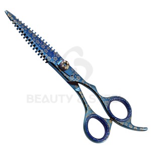 Tijeras de Peluquería Rectas de Acero Inoxidable de Lujo con Elegante Diseño de Flor Dorada, 26 Dientes, 6 Pulgadas, para un Mezclado Perfecto - Product Image 1