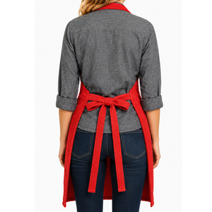 Tablier de cuisine rouge de haute qualité, magnifique, écologique, 100% coton éponge, couleur unie, pour fournisseur en gros - Product Image 4
