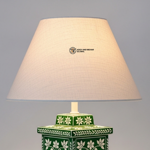 Premium Green Inlay <b>Table</b> <b>Lamp</b> Designer Bedside <b>Lamp</b> with Floral Pattern <b>Base</b> - Product Image 4