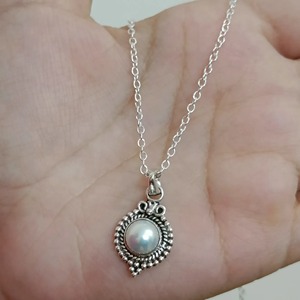 Collier de perles d'eau douce, bijoux en argent sterling 925, collier fait main, cadeau pour elle - Product Image 3