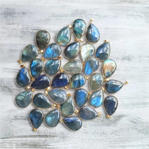 COSZCATL EXPORTS Breloques vintage certifiées en labradorite naturelle, taille poire, plaqué or rose sur argent 925, sertissage clos - Product Image 3