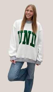 เสื้อสเวตเชิ้ตสีขาวทรงโอเวอร์ไซส์สำหรับผู้หญิง พิมพ์ลายตัวอักษร UND สีเขียว คอกลม แขนยาว ผ้าฝ้ายถัก สไตล์ฤดูใบไม้ร่วง - Product Image 2