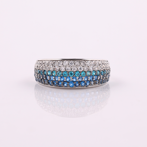 Blue White Lab Diamond Pave 110 Stones 14KT White Gold IGI Certified Luxury Wedding <b>Ring</b> Eternity Style Anniversary Promise - Product Image 4