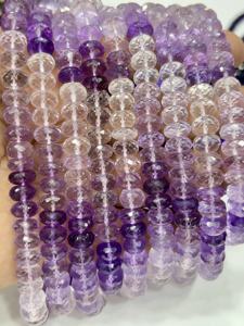 Cuentas de piedras preciosas Rondelle, cuarzo amatista rosa natural con tonalidades, facetadas, de 8 mm, hilo de 8 pulgadas - Product Image 2