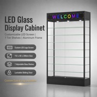 Vitrine LED en verre à 7 niveaux, cadre en aluminium avec écran LED, porte coulissante verrouillable – Meilleures ventes