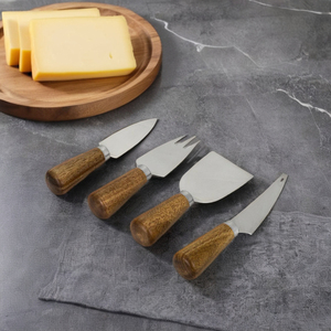 Venta caliente Nuevo diseño Juego de cuchillos de queso de madera Tenedor de queso Afeitadora de queso de acero inoxidable - Product Image 5