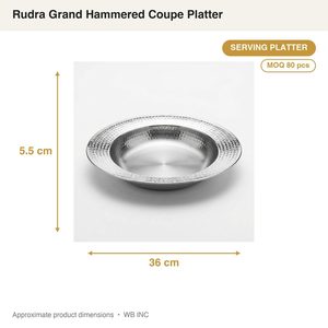 Handmade SS304 Serving Platter 36 cm Rudra Grand Hammered Coupe Satin <b>Mirror</b> Lip <b>Acrylic</b> Ins Home Decor for Hotel and Home - Product Image 4