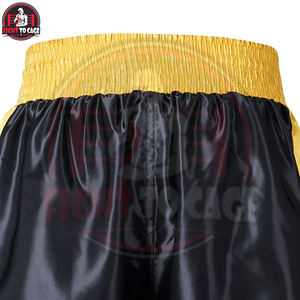 Servicio OEM ODM, Pantalones Cortos de Boxeo Personalizados con Ribete Dorado y Negro, Transpirables, de Poliéster, para Entrenamiento Profesional, Otoño - Product Image 4