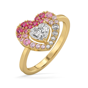 Anillo de Compromiso Romántico para Mujer, con Diamante Tallado en Corazón, Chapado en Oro de 18K - Product Image 1