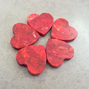 Coral Rojo Natural en Forma de Corazón, Cabujón con Base Plana, Gema Calibrada, Certificada por Terceros, Origen Rajasthan, para Joyería - Product Image 3