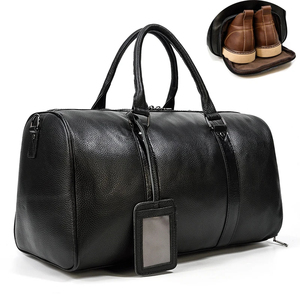 Unisex Genuine Leather <b>Duffel</b> <b>Bag</b> with Adjustable Strap Zipper Closure 30-40L Capacity Casual Gym Travel <b>Bag</b> - Product Image 5