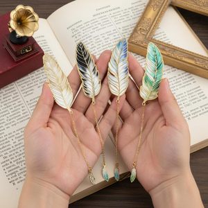 Gold Plated Brass Feather Bookmark Die Cut Metal <b>Craft</b> Animal Theme Irregular Shape <b>Tassel</b> Accent - Product Image 6