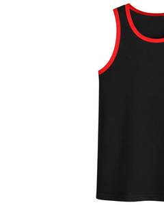 Camiseta sin Mangas Personalizada para Hombre, Ropa Deportiva de Gimnasio, Chaleco Casual para Músculos, Negro con Ribete Rojo, Fabricante Personalizado, Venta al Por Mayor OEM - Product Image 3