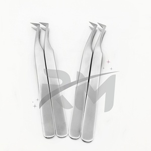 Pince à épiler RMI de qualité supérieure, à 90 degrés, pour extensions de cils volume, avec logo, pour la création de fans de cils en vison, à prise ferme - Product Image 5