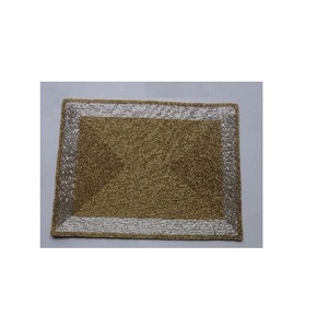 Hot Selling Golden Glass Beads Place <b>Mat</b> With Silver Border Tableware <b>Mat</b> Available in More Colors and Patterns <b>Table</b> <b>Mats</b> - Product Image 2
