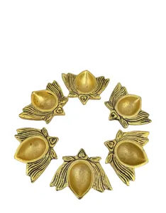 新到货手工印度Pooja Swastik T灯支架 (Diya)，金色套装，用于家居装饰排灯节和礼品