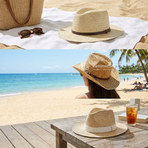 Sombrero Fedora de Paja Tejida Unisex, Color Beige Natural, Ala Ancha, Estilo Vaquero, para Playa, Viajes y Actividades al Aire Libre - Product Image 4