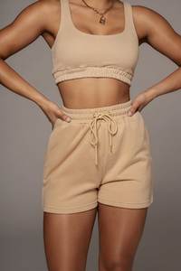 Ensemble court deux pièces décontracté et sportif pour femme, grande taille, respirant, 100 % coton, écologique, couleur unie, vente en gros - Product Image 3