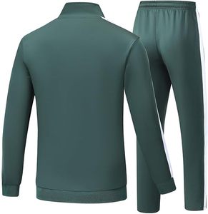 <b>Men's</b> Dark Green 2 1 Printed Tracksuit Full Zip <b>Jacket</b> Matching Pants Solid Color Sporty Casual Winter Quick Dry Polyester - Product Image 2