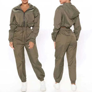 Wholesale OEM Custom Made <b>Women</b> Winter Printed Sports Windbreaker Tracksuit Sets High Quality Custom Logo - Product Image 1