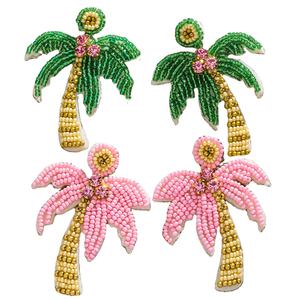 Pendientes Colgantes Unisex de Cuentas de Arroz Bohemias con Pedrería, Estilo Tropical, Coloridos, con Cuentas de Coco, de MD HANDICRAFTS - Product Image 1