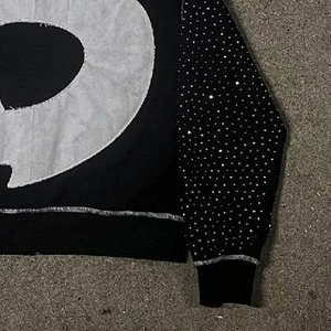 Sweat à capuche zippé pour homme en molleton bouclette, coupe régulière, grammage lourd, style streetwear, avec broderie personnalisée, strass et cristaux de luxe, 100% - Product Image 6