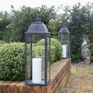 <b>Black</b> Rectangular Metal <b>Lanterns</b> with Glass Panels for Home Decoration - Product Image 2